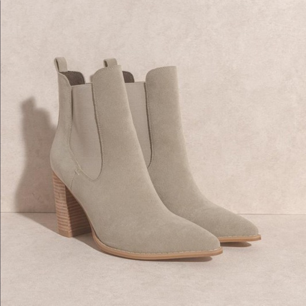 Grey Faux Suede Booties